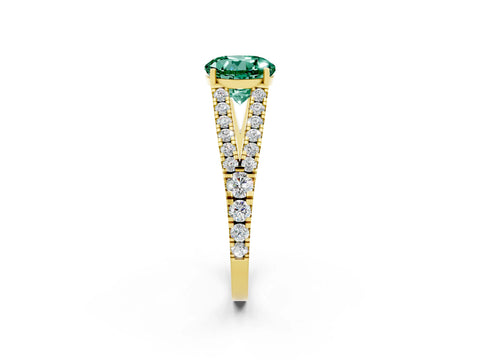 Yellow gold Round Cut Cut Split Shank Pave Diamond Engagement Ring with Four-Prong Setting_2