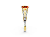 Yellow gold Round Cut Cut Split Shank Pave Diamond Engagement Ring with Four-Prong Setting_2