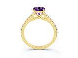 Yellow gold Round Cut Cut Split Shank Pave Diamond Engagement Ring with Four-Prong Setting_3