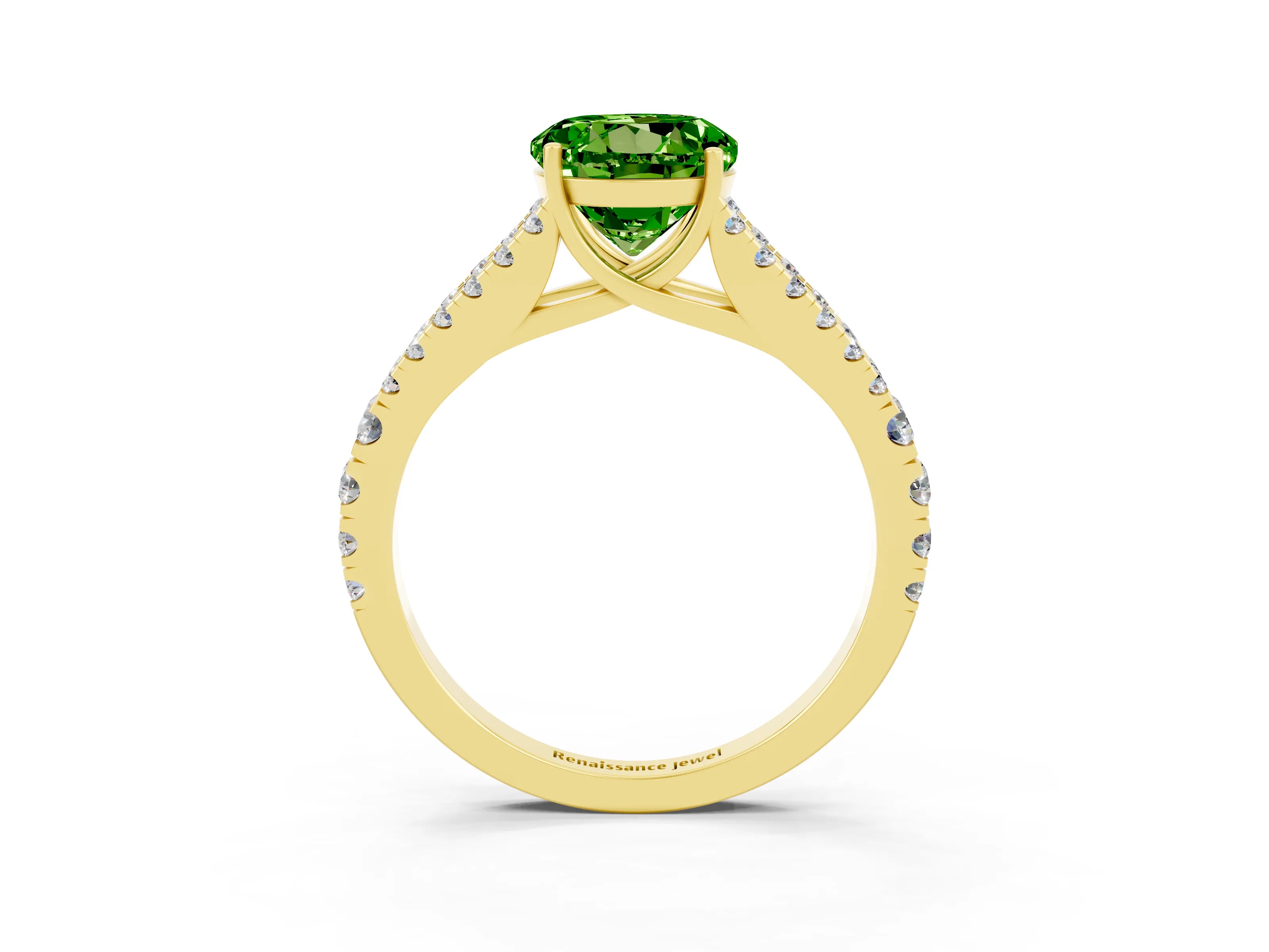 Yellow gold Round Cut Cut Split Shank Pave Diamond Engagement Ring with Four-Prong Setting_3