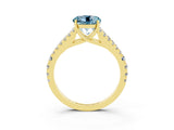 Yellow gold Round Cut Cut Split Shank Pave Diamond Engagement Ring with Four-Prong Setting_3