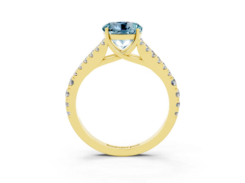 Yellow gold Round Cut Cut Split Shank Pave Diamond Engagement Ring with Four-Prong Setting_3