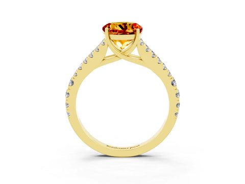 Yellow gold Round Cut Cut Split Shank Pave Diamond Engagement Ring with Four-Prong Setting_3