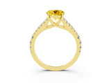 Yellow gold Round Cut Cut Split Shank Pave Diamond Engagement Ring with Four-Prong Setting_3