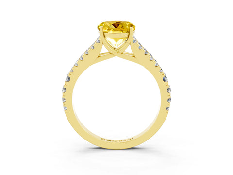 Yellow gold Round Cut Cut Split Shank Pave Diamond Engagement Ring with Four-Prong Setting_3