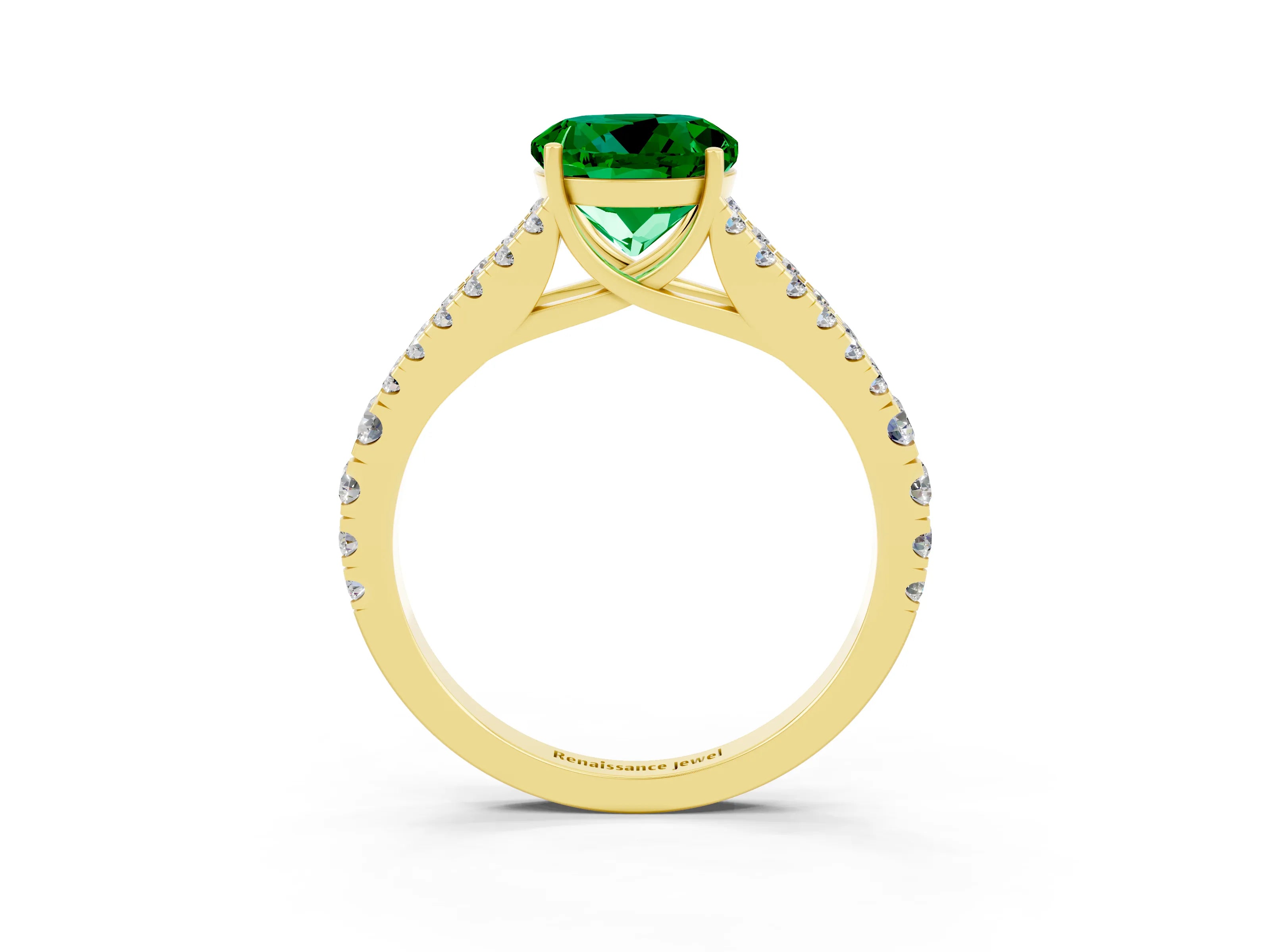 Yellow gold Round Cut Cut Split Shank Pave Diamond Engagement Ring with Four-Prong Setting_3