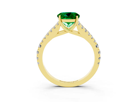 Yellow gold Round Cut Cut Split Shank Pave Diamond Engagement Ring with Four-Prong Setting_3