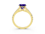 Yellow gold Round Cut Cut Split Shank Pave Diamond Engagement Ring with Four-Prong Setting_3