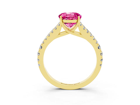 Yellow gold Round Cut Cut Split Shank Pave Diamond Engagement Ring with Four-Prong Setting_3