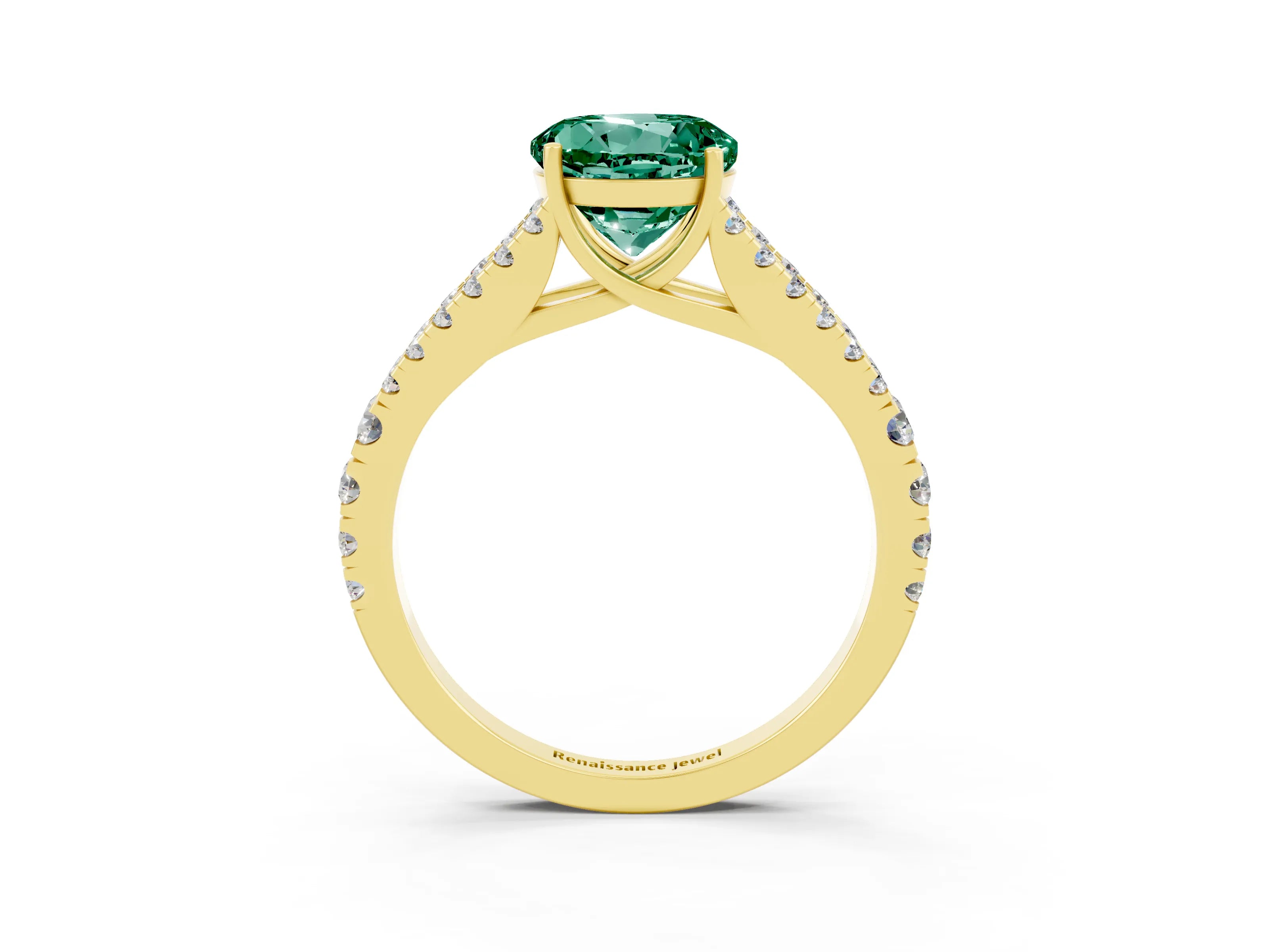 Yellow gold Round Cut Cut Split Shank Pave Diamond Engagement Ring with Four-Prong Setting_3