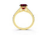 Yellow gold Round Cut Cut Split Shank Pave Diamond Engagement Ring with Four-Prong Setting_3