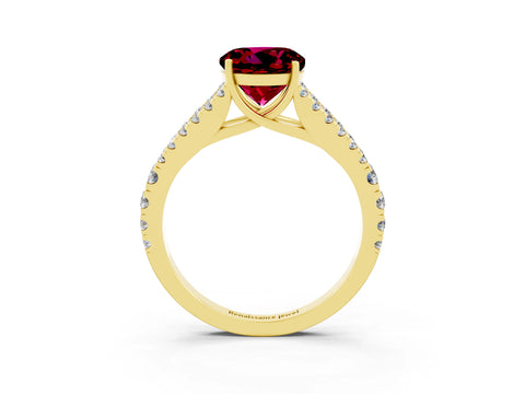 Yellow gold Round Cut Cut Split Shank Pave Diamond Engagement Ring with Four-Prong Setting_3