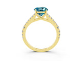 Yellow gold Round Cut Cut Split Shank Pave Diamond Engagement Ring with Four-Prong Setting_3