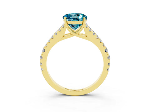 Yellow gold Round Cut Cut Split Shank Pave Diamond Engagement Ring with Four-Prong Setting_3