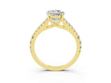 Yellow gold Round Cut Cut Split Shank Pave Diamond Engagement Ring with Four-Prong Setting_3