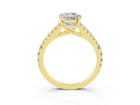 Yellow gold Round Cut Cut Split Shank Pave Diamond Engagement Ring with Four-Prong Setting_3