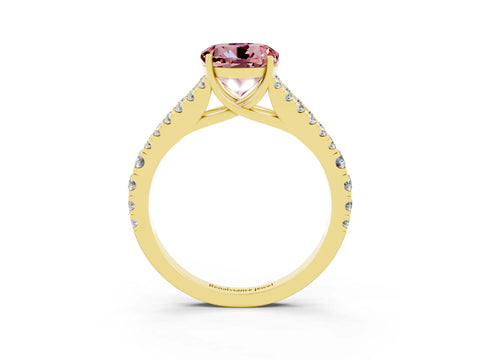Yellow gold Round Cut Cut Split Shank Pave Diamond Engagement Ring with Four-Prong Setting_3