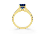 Yellow gold Round Cut Cut Split Shank Pave Diamond Engagement Ring with Four-Prong Setting_3