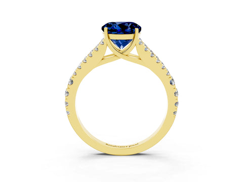 Yellow gold Round Cut Cut Split Shank Pave Diamond Engagement Ring with Four-Prong Setting_3