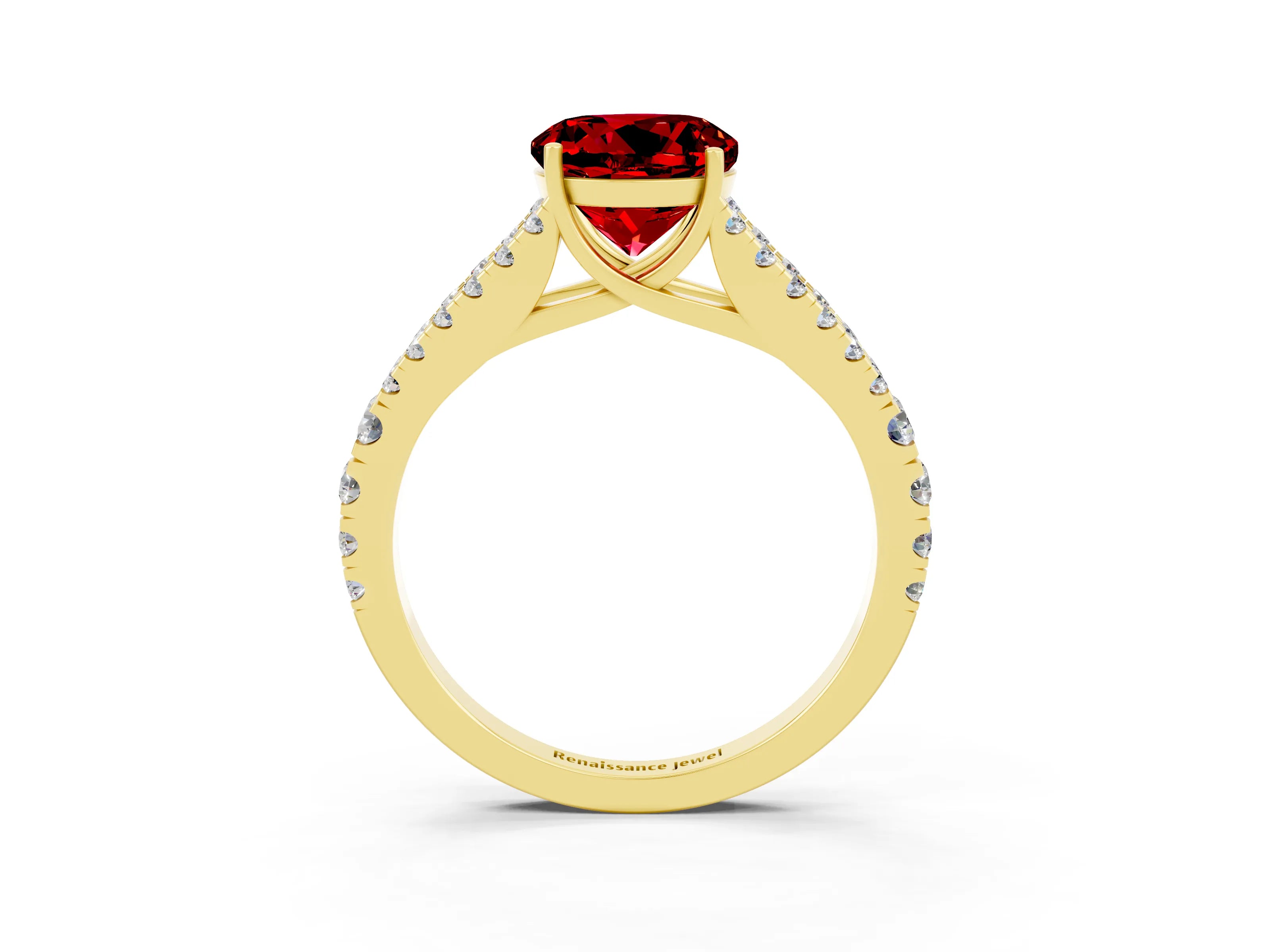 Yellow gold Round Cut Cut Split Shank Pave Diamond Engagement Ring with Four-Prong Setting_3