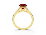 Yellow gold Round Cut Cut Split Shank Pave Diamond Engagement Ring with Four-Prong Setting_3