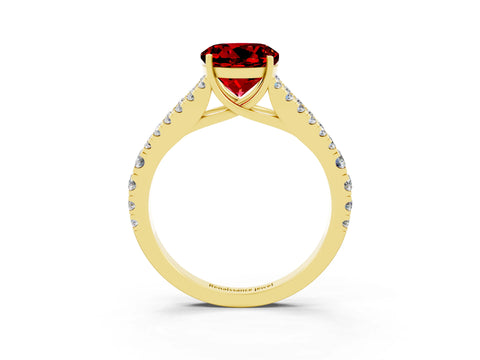 Yellow gold Round Cut Cut Split Shank Pave Diamond Engagement Ring with Four-Prong Setting_3
