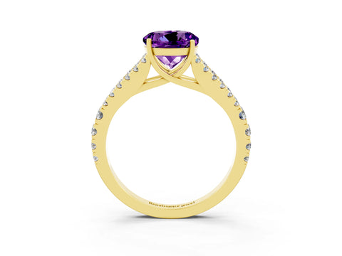 Yellow gold Round Cut Cut Split Shank Pave Diamond Engagement Ring with Four-Prong Setting_3