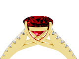 Yellow gold Round Cut Cut Split Shank Pave Diamond Engagement Ring with Four-Prong Setting_4