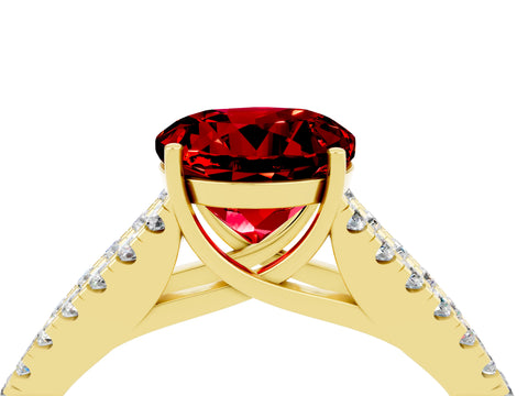 Yellow gold Round Cut Cut Split Shank Pave Diamond Engagement Ring with Four-Prong Setting_4