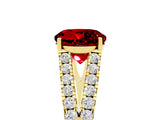 Yellow gold Round Cut Cut Split Shank Pave Diamond Engagement Ring with Four-Prong Setting_5