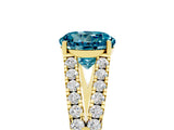 Yellow gold Round Cut Cut Split Shank Pave Diamond Engagement Ring with Four-Prong Setting_5