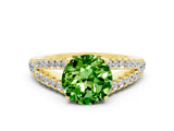 Yellow gold Round Cut Cut Split Shank Pave Diamond Engagement Ring with Four-Prong Setting