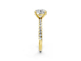 Yellow gold Round Cut Diamond Brilliant Solitaire Ring with Pavé Band and Four-Prong Setting_153