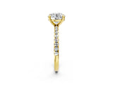 Yellow gold Round Cut Diamond Brilliant Solitaire Ring with Pavé Band and Four-Prong Setting_38