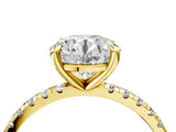 Yellow gold Round Cut Diamond Brilliant Solitaire Ring with Pavé Band and Four-Prong Setting_40