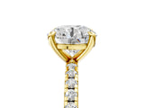 Yellow gold Round Cut Diamond Brilliant Solitaire Ring with Pavé Band and Four-Prong Setting_41