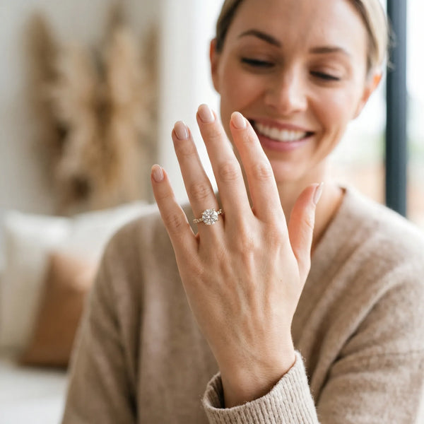 10K Yellow Gold 2.00 Carat E VS1 Round Diamond Brilliant Solitaire Ring with Pavé Band and Four-Prong Setting