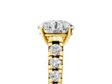 Yellow gold Round Cut Diamond Cathedral Solitaire Ring with Round with Moissanite side stone Pavé Band_29