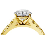 Yellow gold Round Cut Diamond Cathedral Solitaire Ring with Round with Yellow Sapphire side stone Pavé Band_40