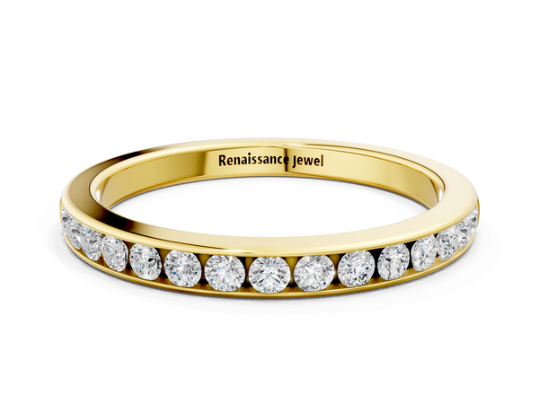 Yellow gold Round Cut Diamond Channel Set Eternity Band