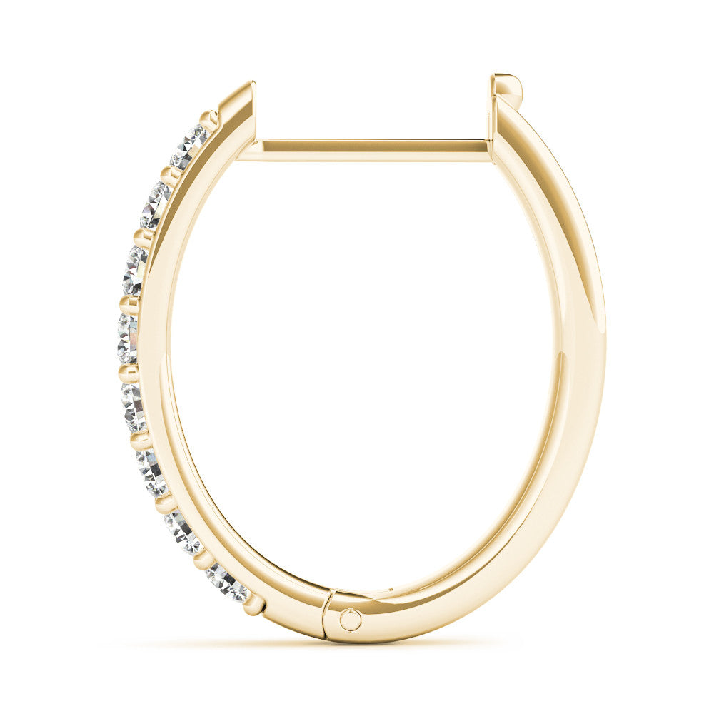 Yellow gold Round Cut Diamond Channel Set Hoop Earrings with Prong Setting 2