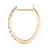 14K Yellow Gold 2.29 Carat E VS Round Cut Diamond Channel Set Hoop Earrings with Prong Setting