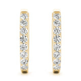 14K Yellow Gold 2.29 Carat E VS Round Cut Diamond Channel Set Hoop Earrings with Prong Setting