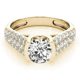 Yellow gold Round Cut Diamond Channel Set Pave Band with Tension Prong Setting 1