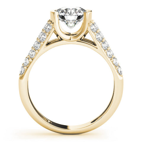 Yellow gold Round Cut Diamond Channel Set Pave Band with Tension Prong Setting 2