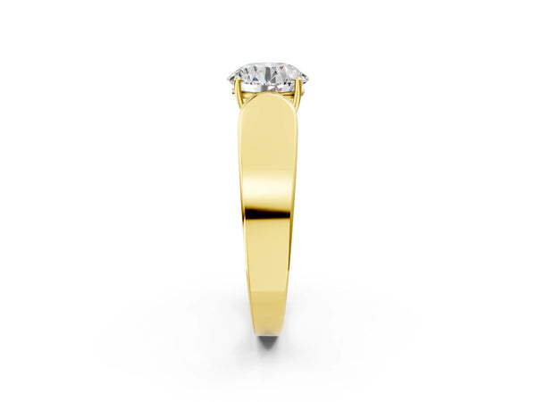 Yellow gold Round Cut Diamond Channel Set Solitaire Ring with Four-Prong Setting