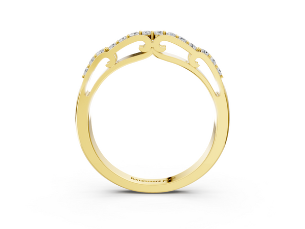 Yellow gold Round Cut Diamond Channel Set White Gold Band
