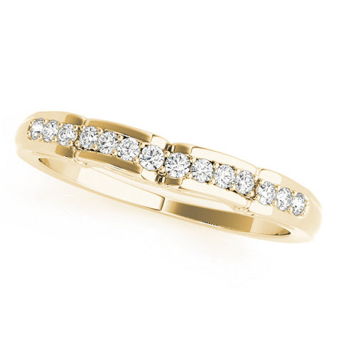 Yellow gold Round Cut Diamond Channel Set White Gold Band