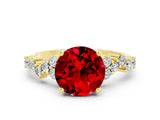 Yellow gold Round Cut Diamond Cluster Pavé Band with Four-Prong Setting