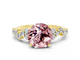 Yellow gold Round Cut Diamond Cluster Pavé Band with Four-Prong Setting